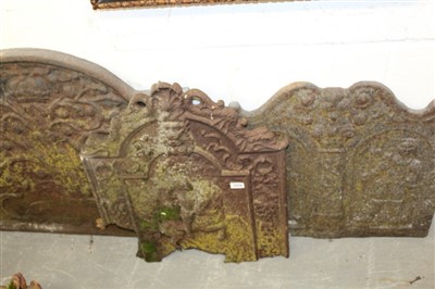 Lot 1570 - Three 17th century-style cast iron firebacks