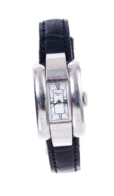 Lot 756 - Ladies’ Chopard 18ct white gold wristwatch with tank-shape case