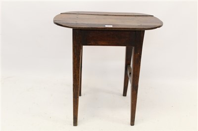 Lot 1477 - 18th century Welsh oak side table, the well-patinated oval top on squared tapered supports and stretchers, 67cm wide x 38cm deep x 71cm high