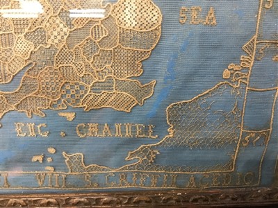 Lot 825 - Rare 18th century lacework map sampler