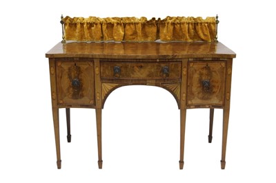 Lot 1534 - George III mahogany and patera inlaid serpentine sideboard