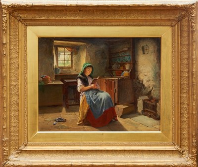 Lot 1335 - Haynes King (1831-1904) - Girl Reading oil on canvas