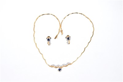 Lot 688 - Sapphire and diamond necklace and earrings