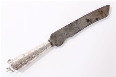 Lot 357 - Early 20th century Dutch silver-handled carving knife, Chester Import marks for 1909