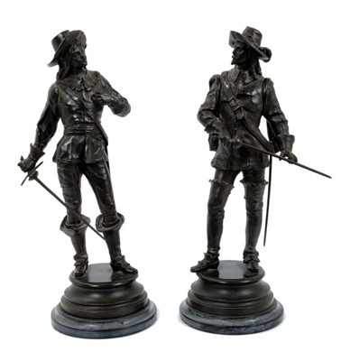 Lot 1065 - Charles Anfrie (1833-1905) pair 19th century bronze figures