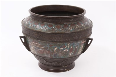 Lot 1064 - 19th century Chinese bronze and cloisonné bowl