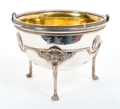 Lot 387 - Late 19th Century Tiffany silver sugar basket of cauldron form