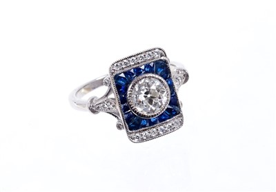 Lot 612 - Art Deco-style sapphire and diamond ring 1.03cts