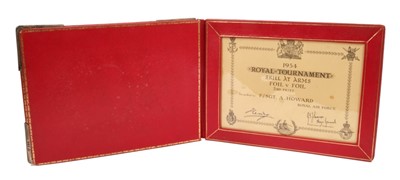 Lot 126 - HRH Prince Henry Duke of Gloucester -1954 Royal Tournament presentation prize winners' blotter