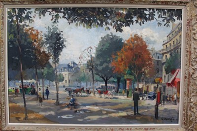 Lot 1105 - Constantin Kluge (1912-2003) oil on canvas - Le Rond Point, signed, in carved wood frame, 60cm x 90cm Provenance: Frost & Reed