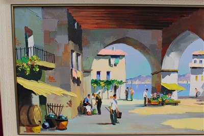 Lot 1101 - *Cecil Rochfort D’Oyly John (1906-1993) oil on canvas - A Southern France Town, signed, framed, 36cm x 71cm