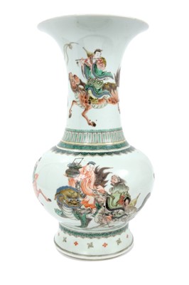 Lot 266 - Chinese Qing period famille verte oviform porcelain vase painted with immortals riding exotic beasts