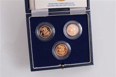 Lot 223 - G.B. Royal Mint gold Half Sovereign Three Coin Proof Collection