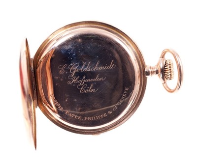 Lot 751 - Gentlemen’s Patek Philippe 14ct rose gold full hunter pocket watch