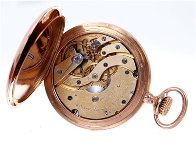 Lot 751 - Gentlemen’s Patek Philippe 14ct rose gold full hunter pocket watch