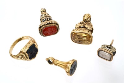 Lot 598 - Four 19th century seals and a signet ring