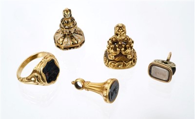 Lot 598 - Four 19th century seals and a signet ring