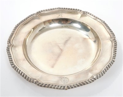 Lot 460 - Victorian silver dish with engraved armorials - London 1890