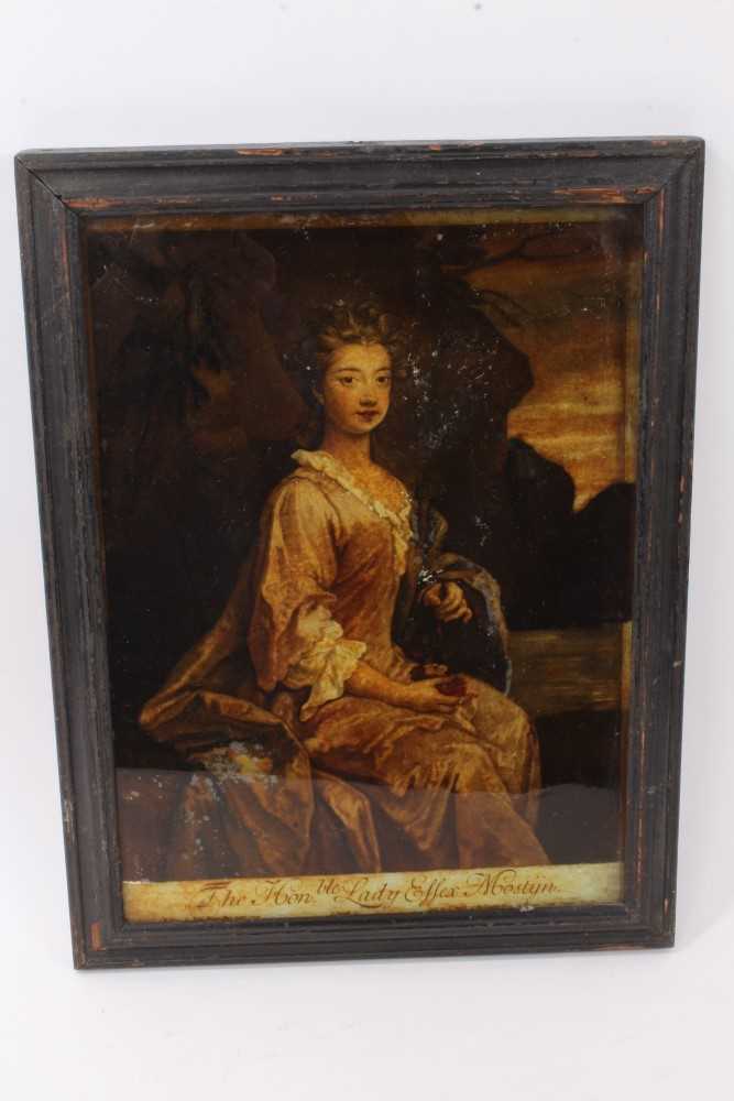 Lot 881 - 18th century reverse printed portrait of The Hon. Lady Essex Mostyn