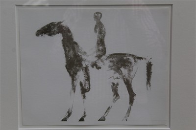 Lot 1297 - Dame Elisabeth Frink (1930-1993) lithograph - Horse and Rider, in glazed frame, 26cm x 32cm