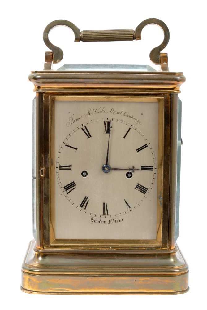 Lot 1250 - Rare fine James McCabe cased carriage clock, Royal Exchange, London, no. 1719