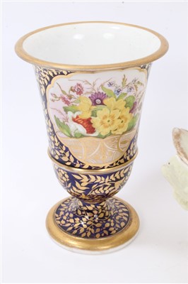 Lot 228 - Pr. Minton vases, Worcester pot pourri urn, Vienna-style dish, Worcester pin dish, Sitzendorf basket