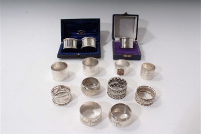 Lot 478 - Collection silver and plated napkin rings