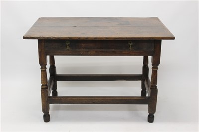 Lot 1539 - 18th century oak side table with single drawer