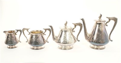 Lot 224 - Good quality Victorian Egyptian-Revival silver plated four piece tea and coffee set
