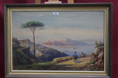 Lot 1307 - M. Martina, late 19th century watercolour and gauche - an Italian Bay, signed, in glazed frame