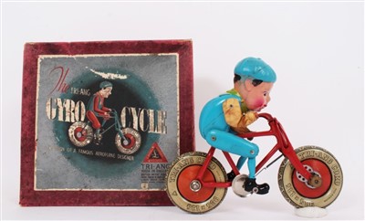 Lot 2700 - Tri-ang Gyro-Cycle tinplate toy bicycle