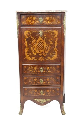 Lot 1596 - 19th century Dutch walnut and floral marquetry  secretaire abbatant