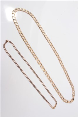 Lot 3217 - Two gold (9ct) curb link chains