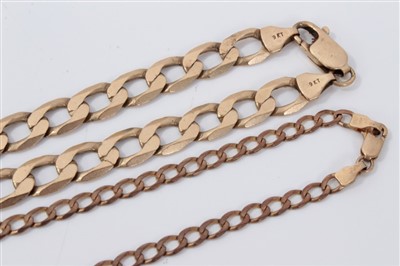 Lot 3217 - Two gold (9ct) curb link chains