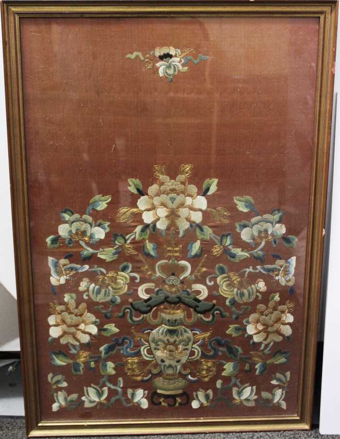 Lot 984 - Chinese silk embroidery in frame