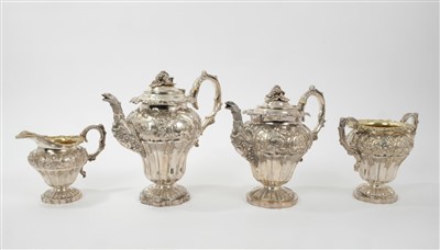 Lot 469 - Fine quality William IV four piece tea and coffee set (London 1833 / 1835), maker - I.E.T. 80ozs