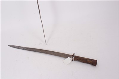 Lot 829 - First World War German bayonet and 19th century Indian tulwar