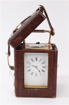 Lot 1254 - Late 19th / early 20th century carriage clock with French eight day movement and lever escapement