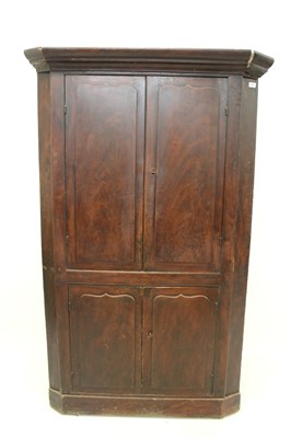 Lot 1045 - Late Regency grained pine standing corner cupboard