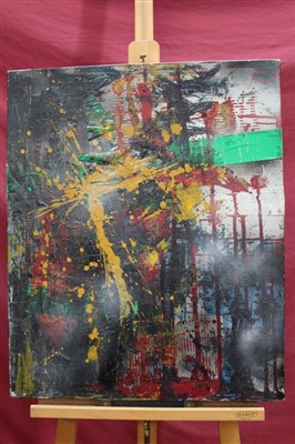 Lot 1383 - Georgia Bush, American, contemporary mixed media on canvas - untitled, unframed, 73cm x 60cm