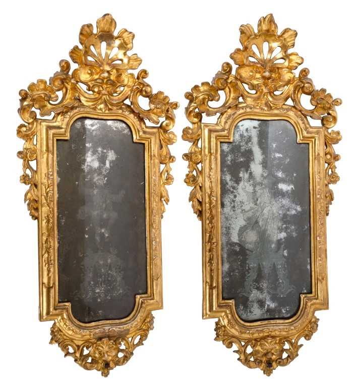 Lot 1498 - Fine pair of 18th century Venetian wall mirrors