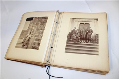 Lot 2402 - Victorian Photograph Album containing large photographs of Scotland, including Blair Castle, Megginch Castle, interiors, staff and families.