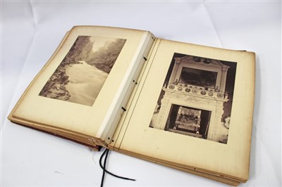 Lot 2402 - Victorian Photograph Album containing large photographs of Scotland, including Blair Castle, Megginch Castle, interiors, staff and families.