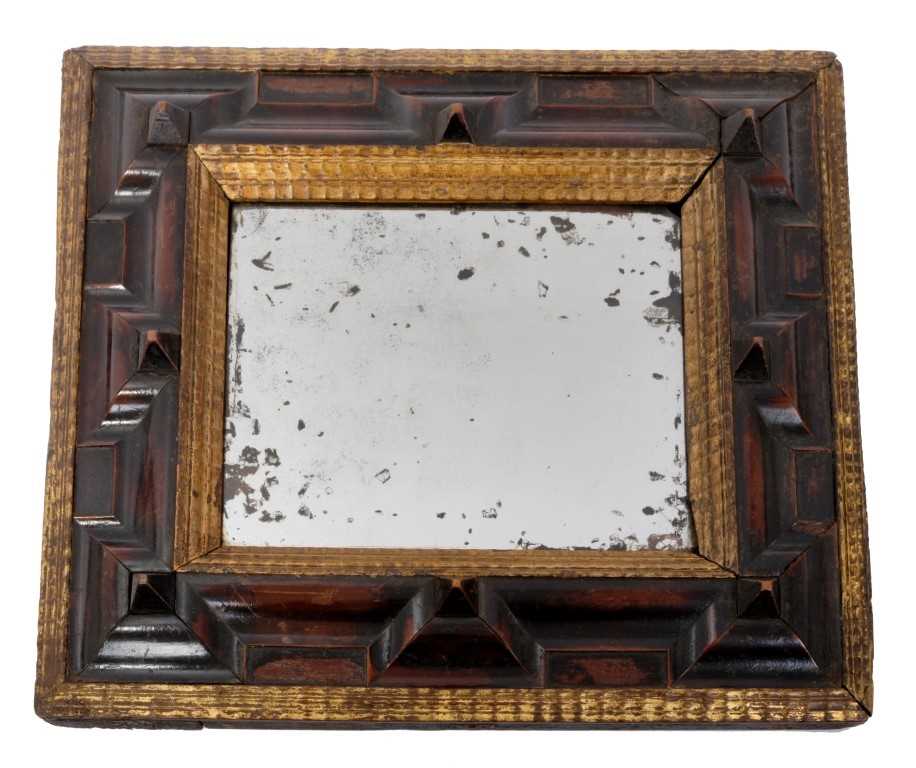 Lot 836 - Unusual William and Mary style walnut and gilt gesso wall mirror
