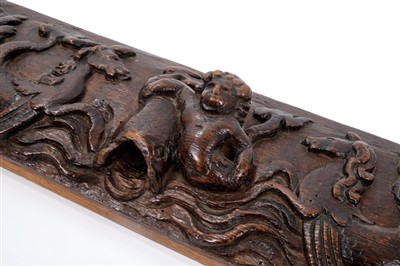 Lot 843 - 17th century carved oak frieze element