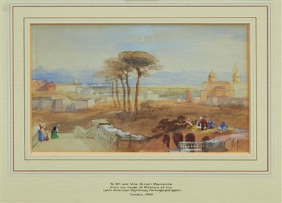 Lot 1146 - William Leighton Leitch (1804-1883) watercolour - a view near Rome, in glazed gilt frame, 13.5cm x 22.5cm