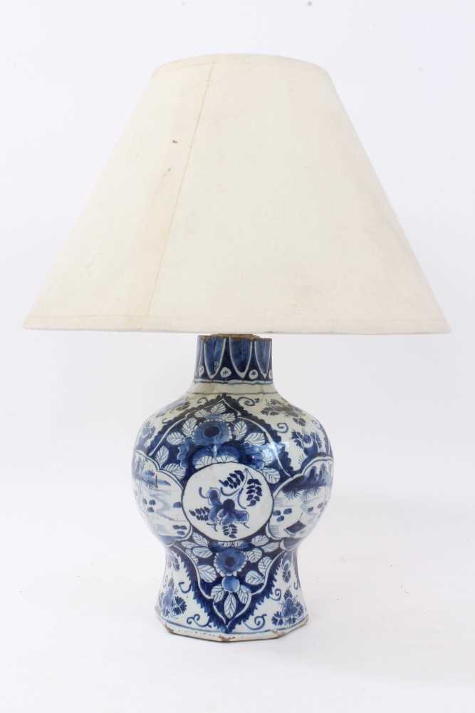 Lot 853 - 18th century Dutch delft vase converted to a lamp