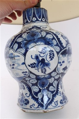 Lot 853 - 18th century Dutch delft vase converted to a lamp