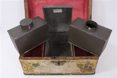 Lot 858 - 18th century toleware tea caddy