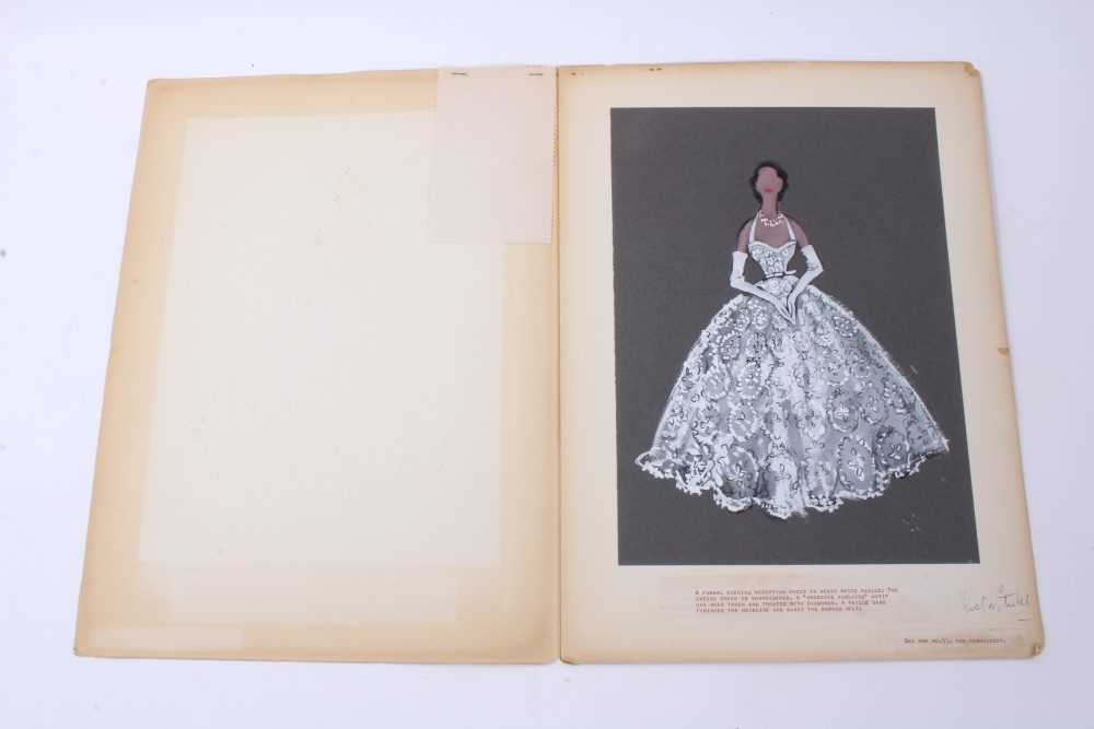 Lot 115 - HRH The Princess Margaret - dress design by Victor Stiebel (1907-1976), pastel and gouache 
